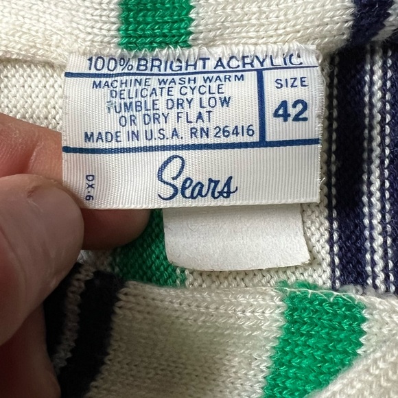 70s Vintage Sears Boatneck Stripe Tunic Sweater Vintage Deadstock - Picture 2 of 8